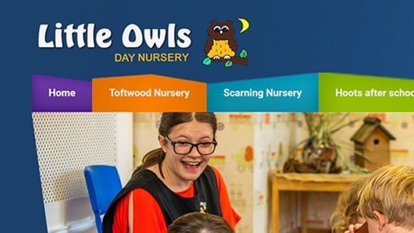 Little Owls Day Nursery wordpress website design in Dereham
