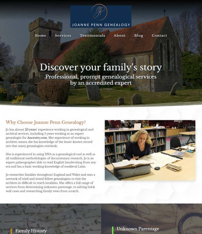 Joanne Penn Genealogy - Web design